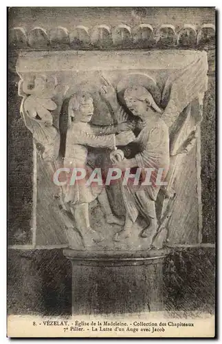 Cartes postales Vezelay Eglise de la Madeleine Chapiteaux La lutte d'un ange avec Jacob