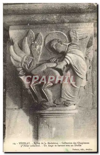 Ansichtskarte AK Vezelay Eglise de la Madeleine Collection des chapiteaux pilier collateral Un ange sse battant a