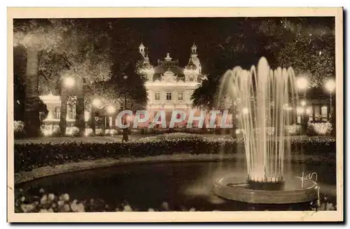 Cartes postales Monaco Monte Carlo Le casino et les jardins vus la nuit