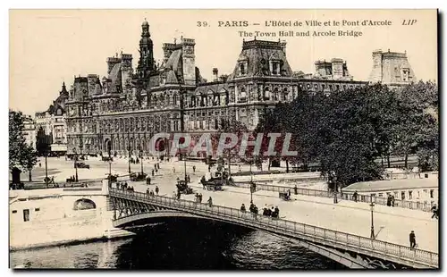 Paris Cartes postales L&#39hotel de ville et le pont d&#39Arcole