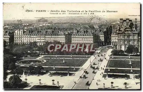 Paris Ansichtskarte AK Jardin des Tuileries et le pavillon de Marsan