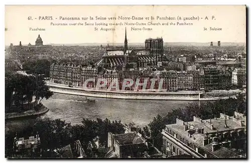 Ansichtskarte AK Paris Panorama sur la Seine vers Notre Dame et le Pantheon