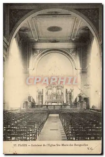 Cartes postales Paris Interieur de l&#39eglise Ste Marie des Batignolles