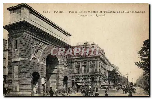 Cartes postales Paris Porte Saint Martin et Theatre de la Renaissance