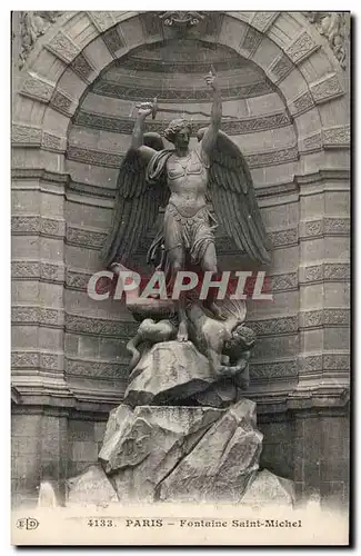 Paris Ansichtskarte AK Fontaine St Michel Ange Angel