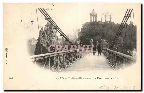 Paris Cartes postales Buttes Chaumont Pont suspendu