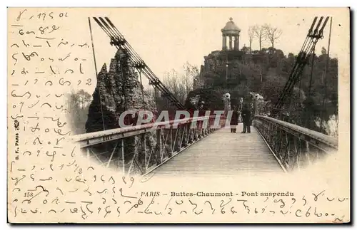 Paris Ansichtskarte AK Buttes Chaumont Pont suspendu