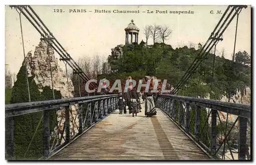 Paris Ansichtskarte AK Buttes Chaumont Pont suspendu