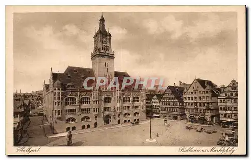 Cartes postales Stuttgart Rathaus und Markplatz