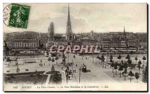 Ansichtskarte AK Rouen La place Carnot Le pont Boieldieu et la cathedrale