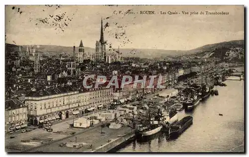 Ansichtskarte AK Rouen Les quais Vue prise du transbordeur