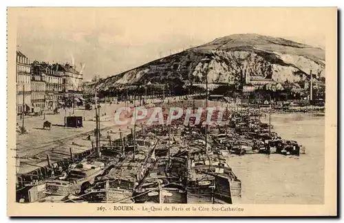 Cartes postales Rouen Le quai de Paris et la cote Ste Catherine