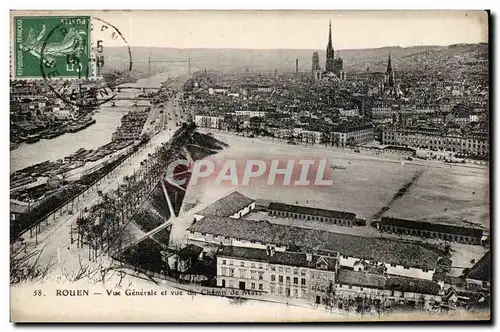 Ansichtskarte AK Rouen Vue generale et vue du champ de Mars