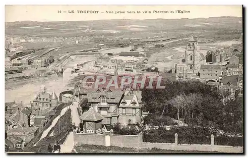 Cartes postales Le Treport Vue prise vers la ville Pierron et eglise