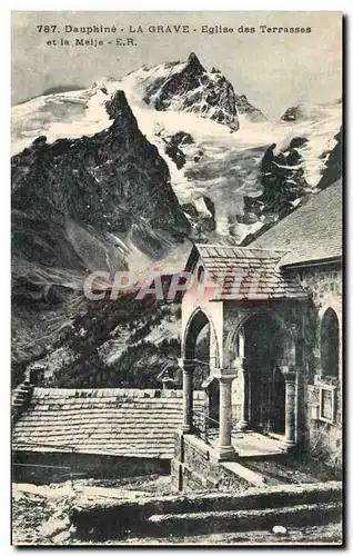 Cartes postales Dauphine La Grave Eglise des Terrasses et la meije