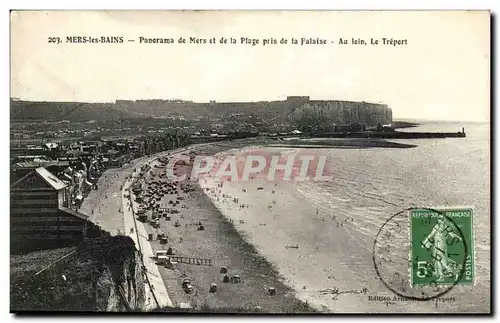 Cartes postales Mers les Bains Panorama de Mers et de plage prise de la Falaise Au loin le Treport