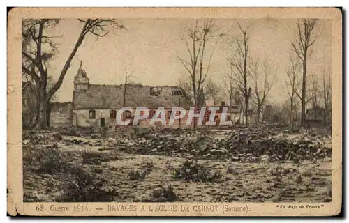 Cartes postales Ravages a l'eglise de Carnoy