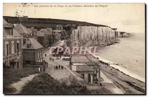 Cartes postales Ault Vue generale de la plage et les falaises direction du Treport