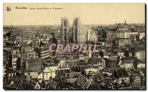 Cartes postales Bruxelles Eglise Sainte Gudule et panorama