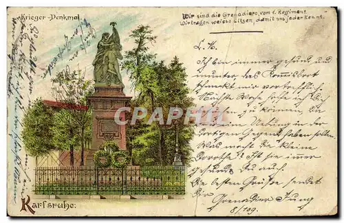 Cartes postales Krieger Denkmal Karlsruhe