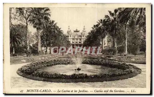 Cartes postales Monaco Monte Carlo Le casino et les jardins