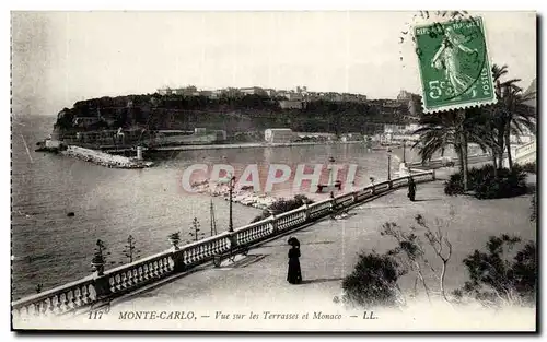 Cartes postales Monaco Monte Carlo Vue sur les terrasses et Monaco