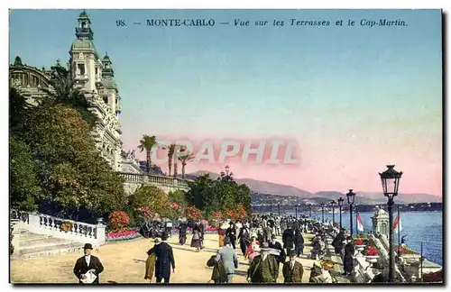 Cartes postales Monaco Monte Carlo Vue sur les terrasses et le Cap martin