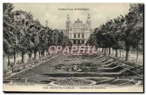 Cartes postales Monaco Monte Carlo Casino et jardins