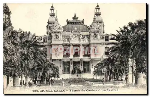 Cartes postales Monaco Monte Carlo Facade du casino et les jardins