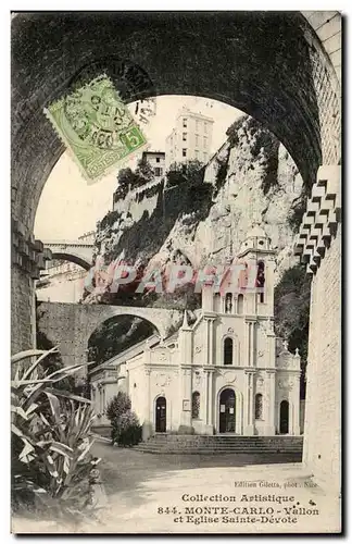 Cartes postales Monaco Monte Carlo Vallon et eglise Sainte Devote