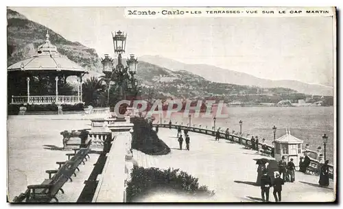 Cartes postales Monaco Monte Carlo Les terrasses vue sur le Cap Martin