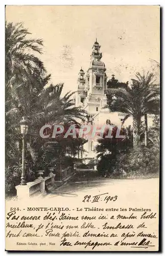 Cartes postales Monaco Monte Carlo Le theatre entre les palmiers