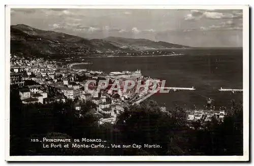 Cartes postales Monaco Monte Carlo Le port Vue sur Cap Martin