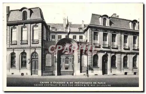 Paris Cartes postales CAisse d&#39Epargne et de prevoyance de paris Rue coq Heron Rue du Louvre