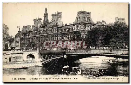 Paris Cartes postales L&#39hotel de ville et le pont d&#39Arcole