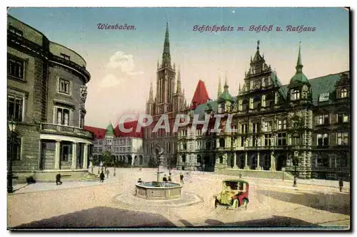 Cartes postales Wiesbaden Schlossplatz m Schloss u Rathaus