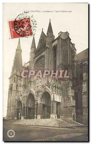 Cartes postales Chartres CAthedrale Tour et portail