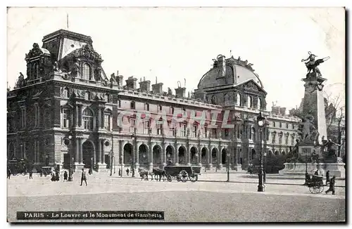 Paris - 1 - Le Louvre et le Monument de Gambetta - Ansichtskarte AK