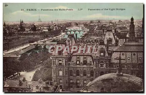 Paris - 1 - Panorama des Huits Ponts - Ansichtskarte AK