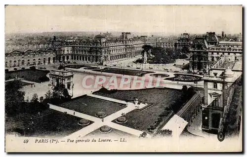 Paris - 1 - Vue Generale du Louvre Cartes postales