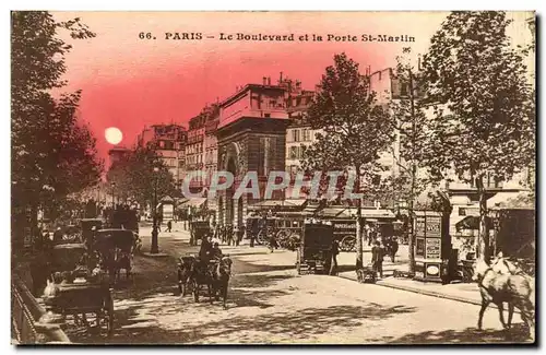 Paris - 10 - Boulevard et Porte St Martin - Cartes postales