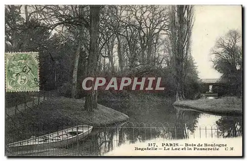 Paris - 16 - Bois de Boulogne - Bagatelle - Le Lac - bateau - boat - Ansichtskarte AK