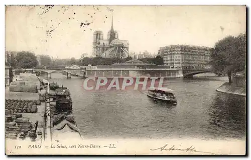 Paris - 4 - La Seine vers Notre Dame - Ansichtskarte AK