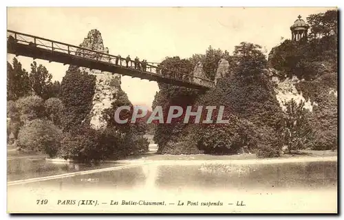 Paris - 19 - Buttes Chaumont - Le Pont Suspendu - Cartes postales