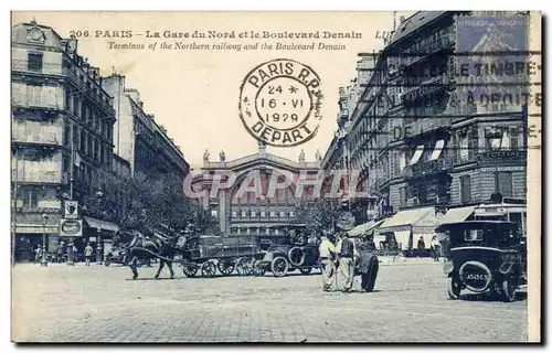 Paris - 10 - Gare du Nord - Boulevard Denain - Ansichtskarte AK