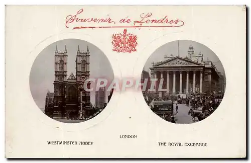 Angleterre - England - London - SOuvenir de Londres - Royal Exchange - Westminster Abbey - Cartes postales