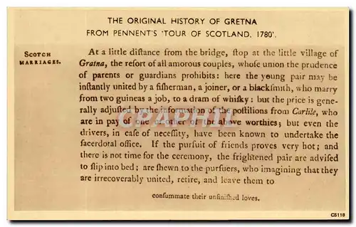 Ecosse - Scotland - Scotch Marriages - The Original History of Gretna - Pennent&#39s Tour of Scotlan