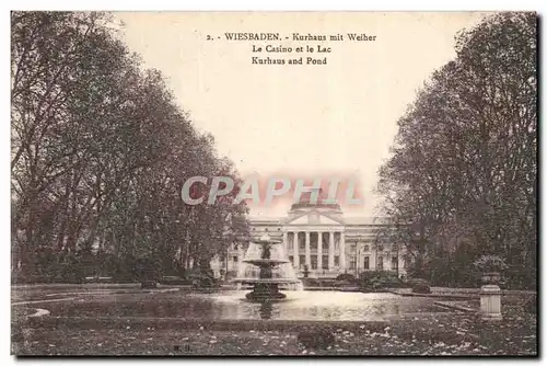 Allemagne - Deutschland - Wiesbaden - Kurhaus mit Weiher - Ansichtskarte AK