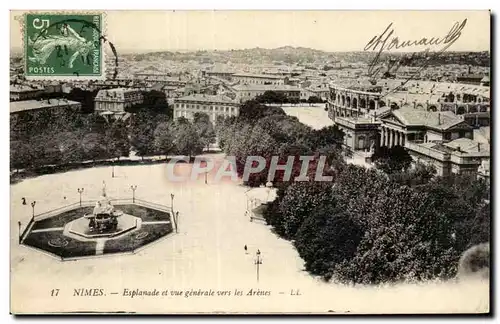 Nimes - Esplanade et Vue Generale vers les Arenes Cartes postales