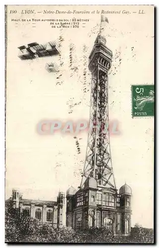 Cartes postales Lyon Notre Dame de Fourviere et le restaurant Gay Avion Aeroplane